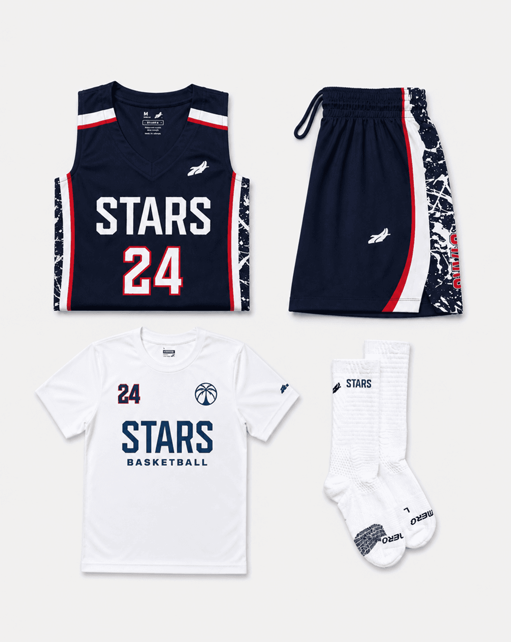 Custom basketball spirit pack gear flat lay