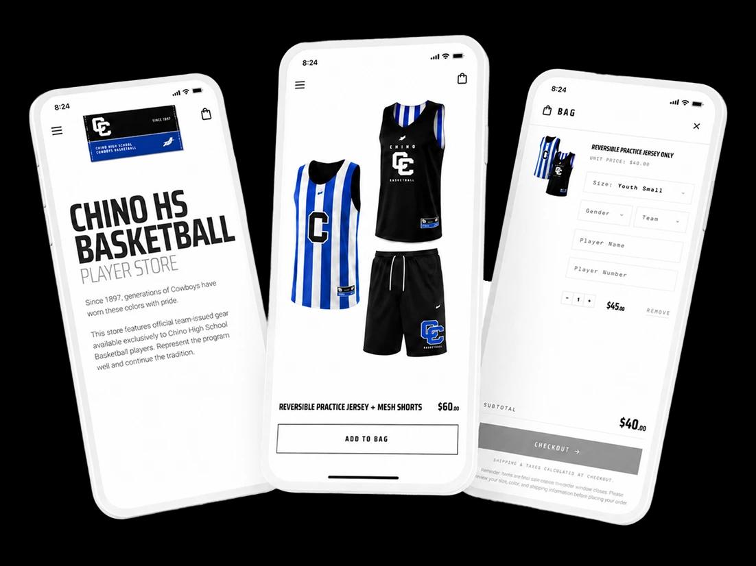 Private player ordering page with product options