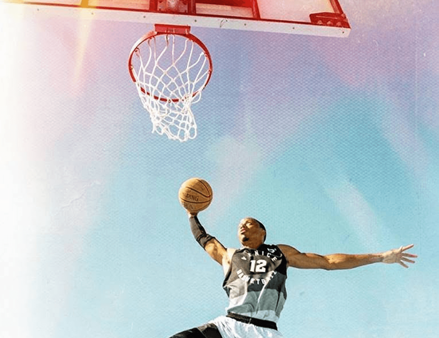 Basketball player dunking
